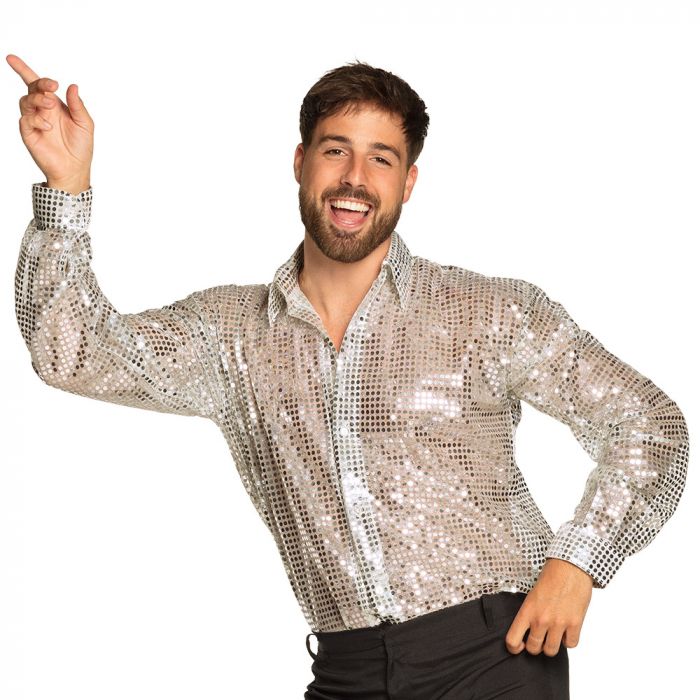 Paliet Disco Hemd in Silber