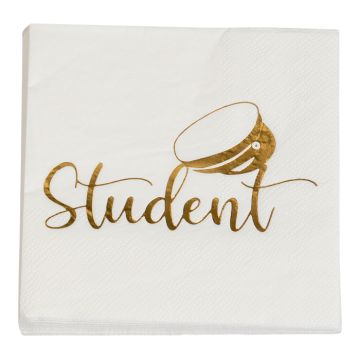 Servietten mit Studentenmuster Gold 16x - 33x33 cm