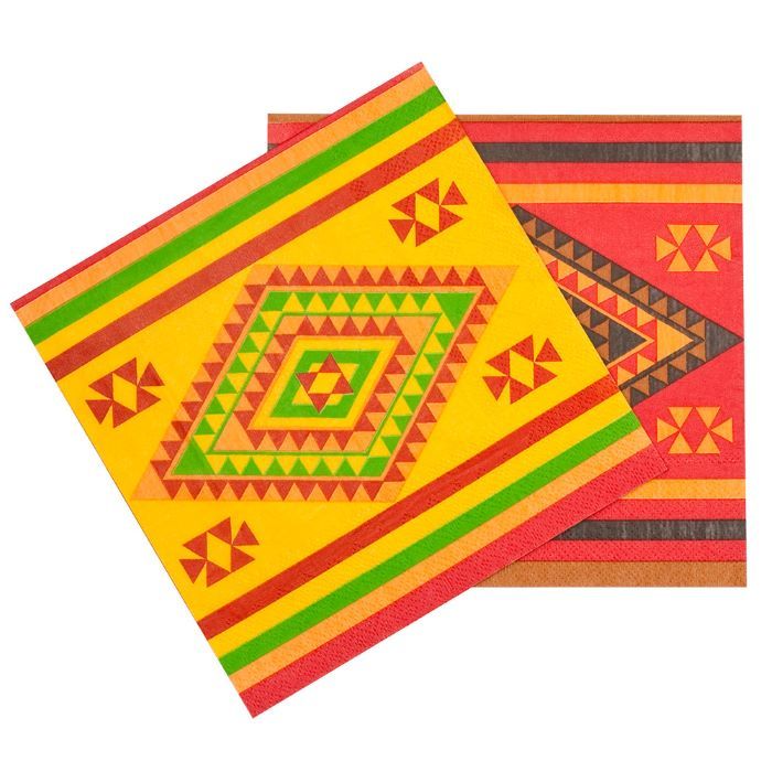 Mehrfarbige mexikanische Servietten 20x - 33x33 cm