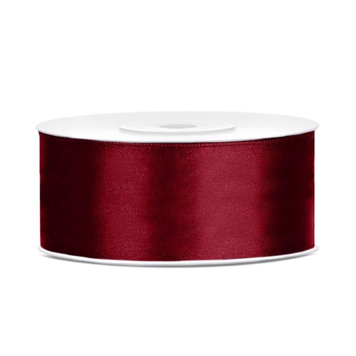 Dunkelrotes Satinband - 25 mm x 25 m