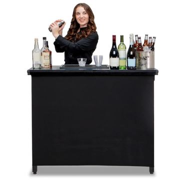Mobile Bar schwarze Cocktailbar inkl. Tasche transportabel - 115x100 cm
