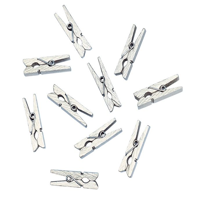 Silberne mini Wäscheklammern 12x - 0,7x3,3 cm 