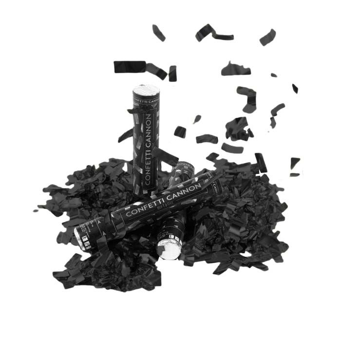 Schwarzes Konfetti-Rohr 40 cm PartyVikings - Metallisches Rechteckig