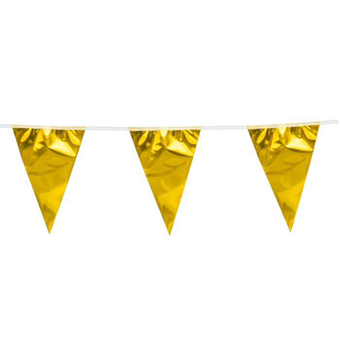 Goldene Metallic-Flaggirlande 30x45 cm - 10 Meter