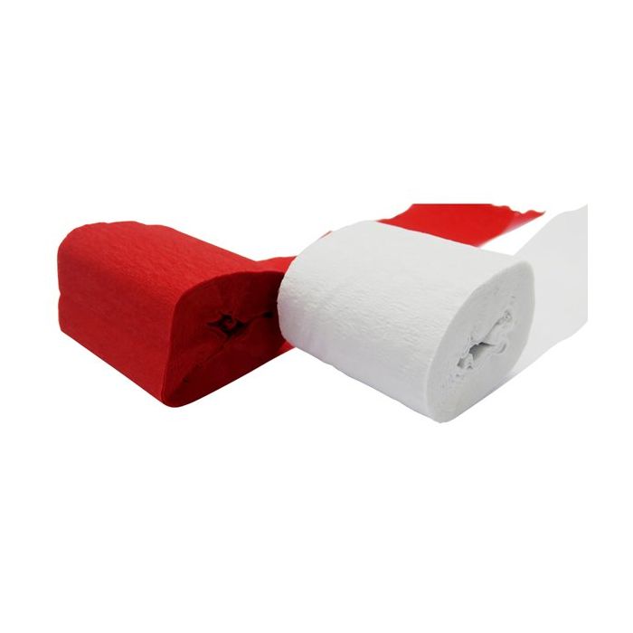 Crepe-Rollen Weiß und Rot 2x - 10 m