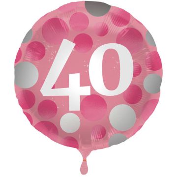 40 Jahre Folienballon Pink - 45 cm