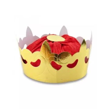 Fastelavns Königskrone gold mit Pailletten 19 cm
