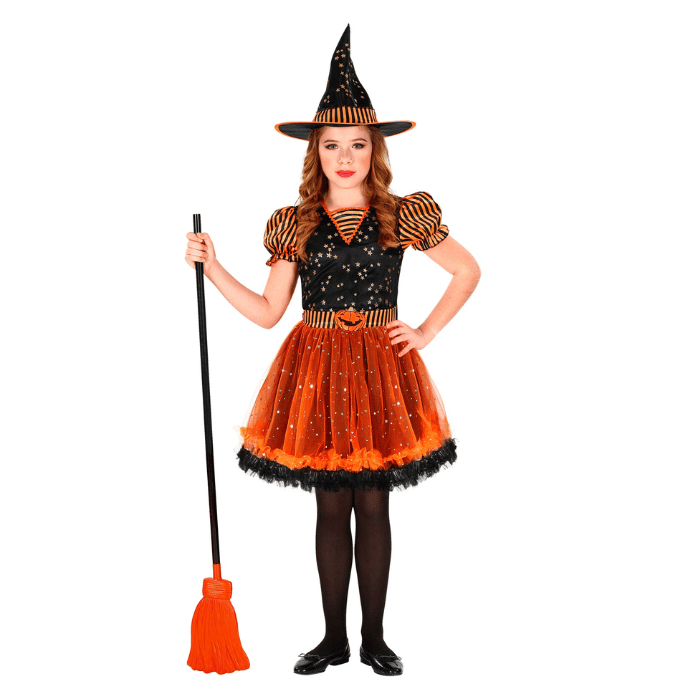 Orange Hexenkostüm für Kinder