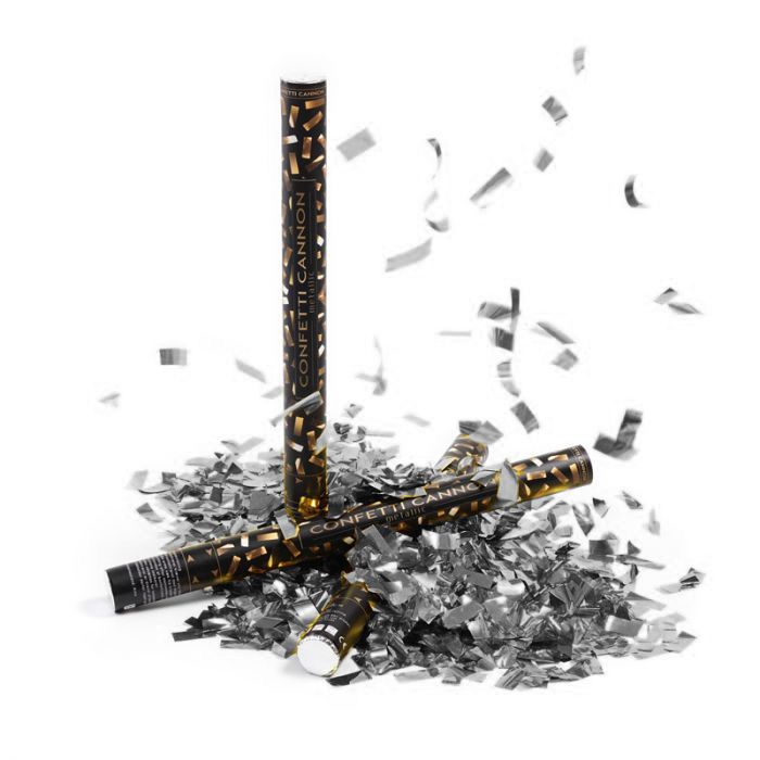 Silber Konfettiröhrchen 60 cm PartyVikings - Metallisch Rechteckig