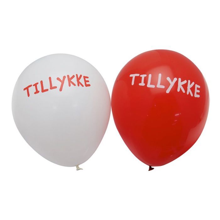 Herzlichen Glückwunsch Ballons in Rot und Weiß 6x - 25 cm