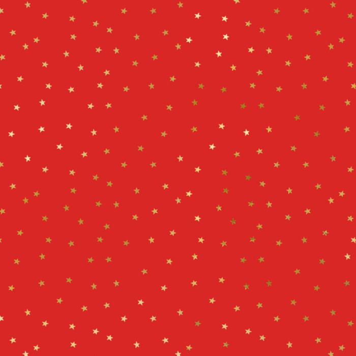 Rotes Weihnachtsgeschenkpapier mit goldenen Sternen - 70x200 cm
