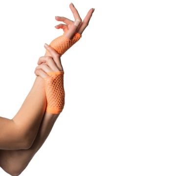 Kurze fingerlose Handschuhe Einheitsgröße für Frauen neon orange