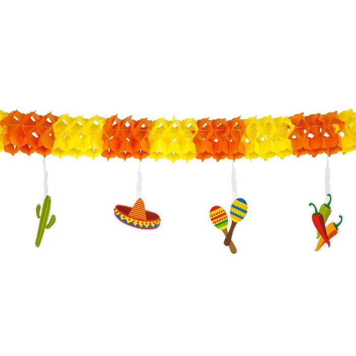Mexikanische Papiergirlande orange und gelb - 4 m