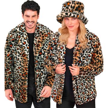 Leopardenmuster Pelzjacke im Unisex-Schnitt