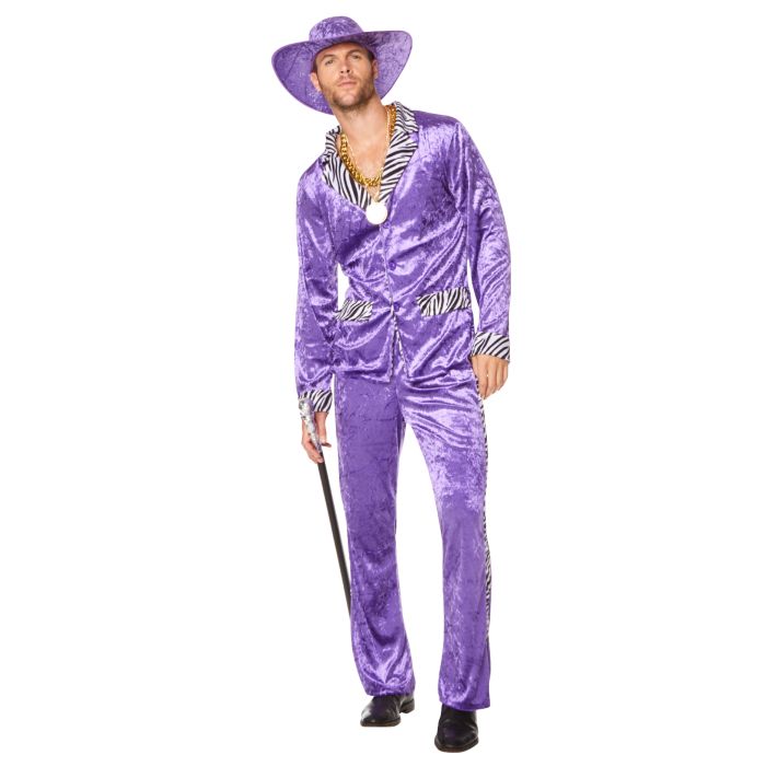 80er Jahre Pimp lila Anzug mit Hut