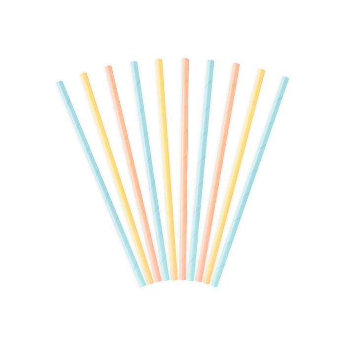 Pastellfarbenen Pappstrohhalme 10x - 19,5 cm