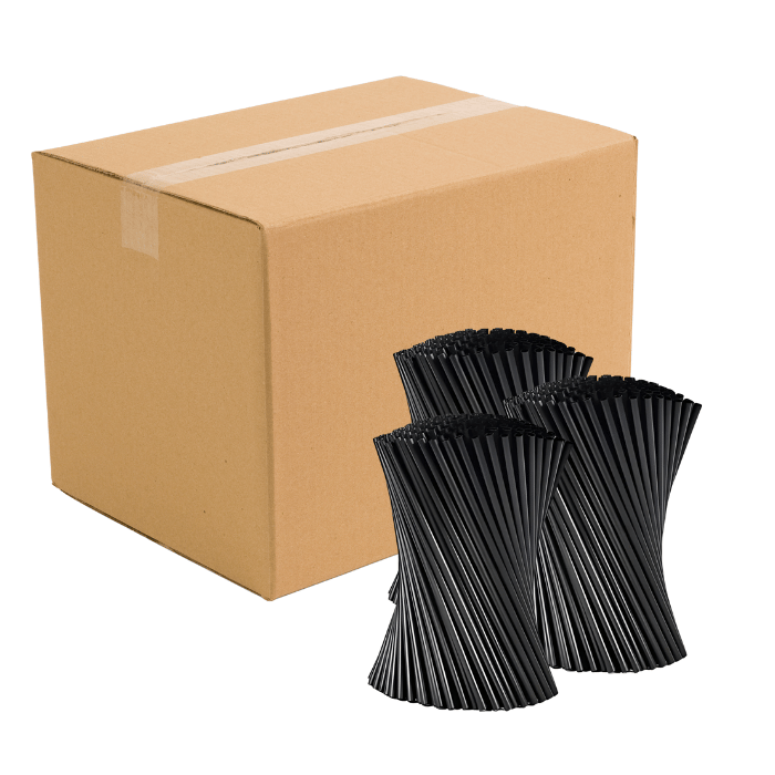 Schwarze Strohhalme 200x6mm Mehrweg 6000x Plastik