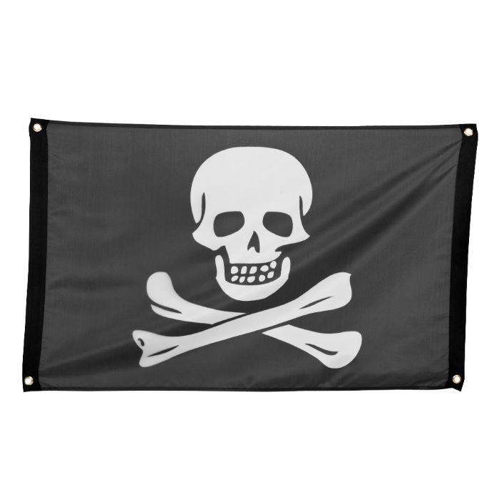 Schwarzes Piratenbanner mit Totenkopf - 90x60 cm