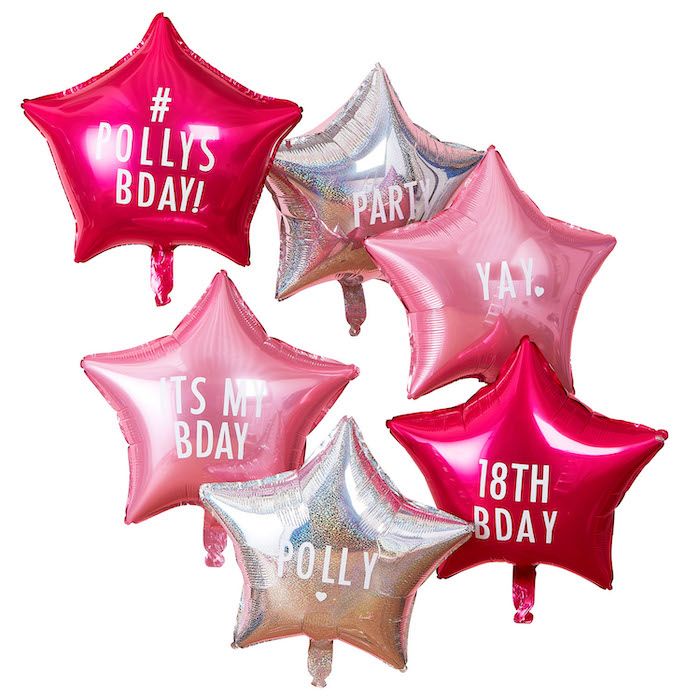 Pink Sterne Folienballons design selbst 6x - 45cm