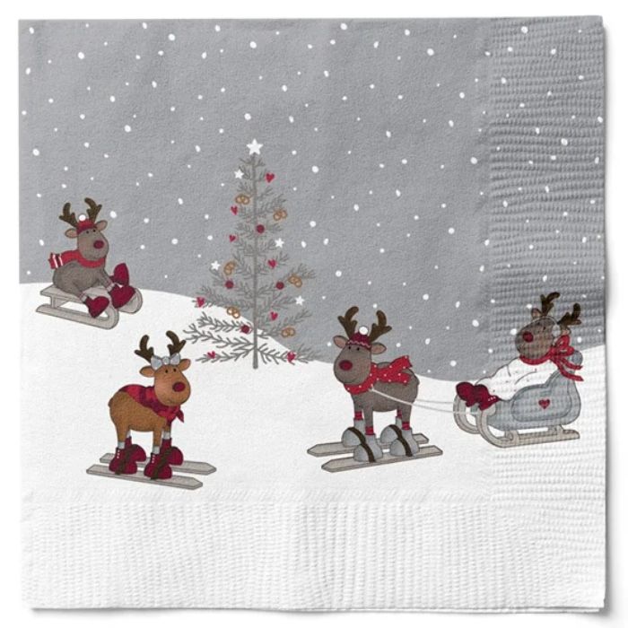 Weihnachtsservietten mit Rentieren 20x Det Gamle Apotek - 33x33 cm