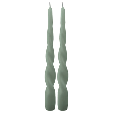 Gedrehte Stabkerzen antikgrün 2x - 24 cm