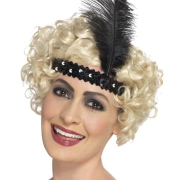 Schwarzes Haarband mit Federn