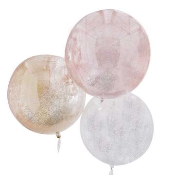 Rund Glitter Ballons 3x - 55 cm