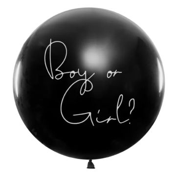 Gender Reveal Ballon schwarz Junge - Ø 1m