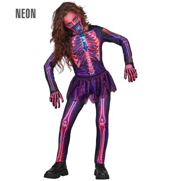 Neon-Skelettkostüm für Mädchen