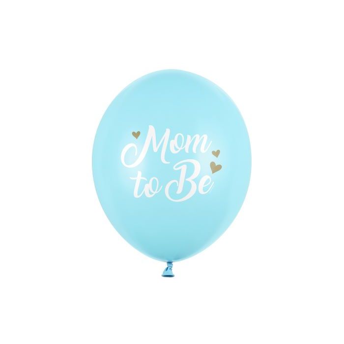 Hellblaue Babyshower-Luftballons mit weißem Druck 6x - Ø 30 cm