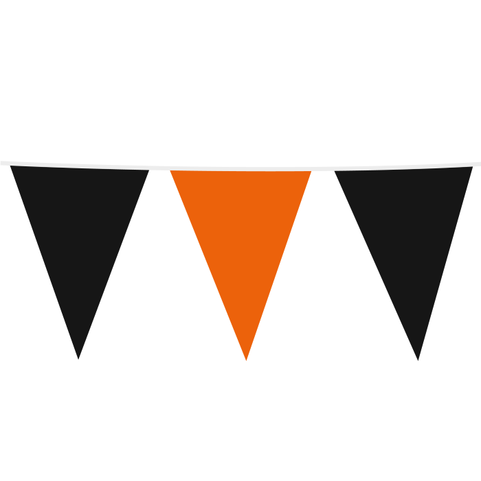 Schwarz-orange Halloween-Flaggen-Girlande mit großen Flaggen - 10 m