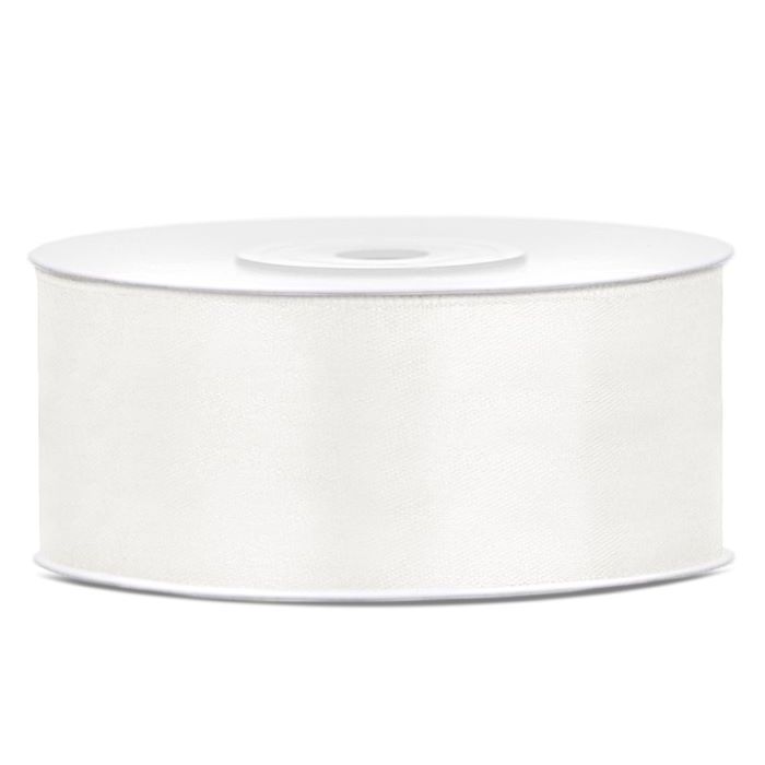 Licht creme weißes Satinband - 25 mm x 25 m