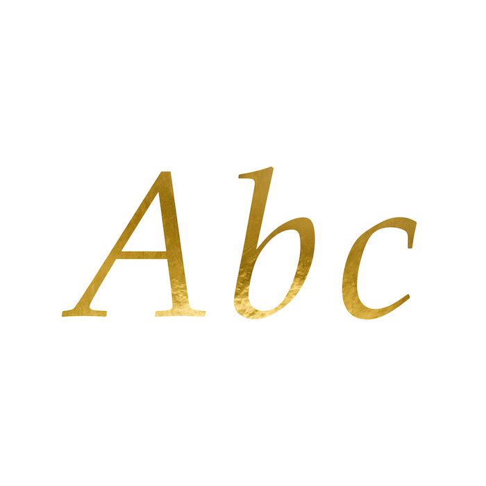 Goldene Metallic-Buchstabenaufkleber - 143 Teile - 7 cm