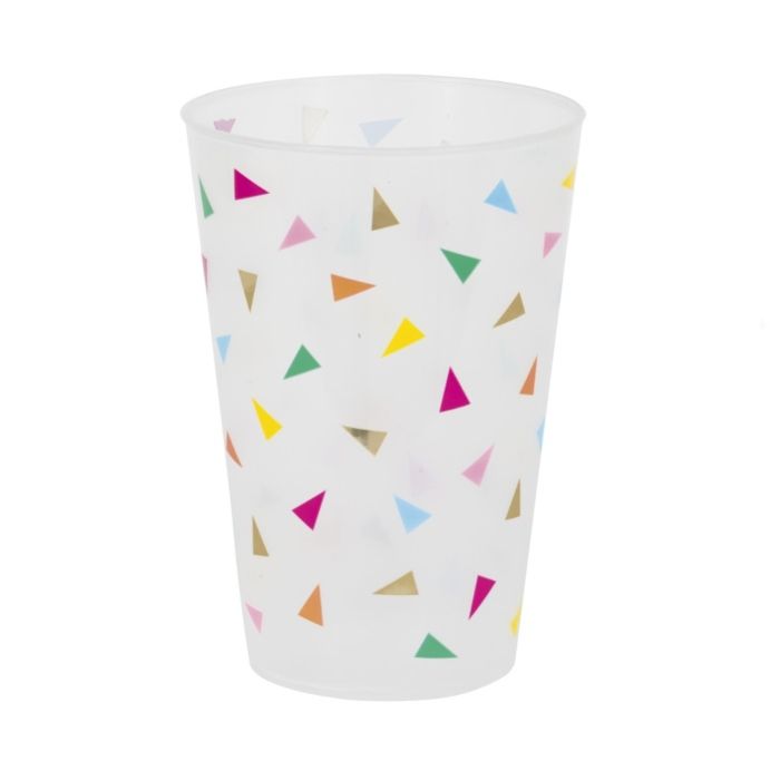 Wiederverwendbarer Plastikbecher mit dreieckigen Fahnen 475ml 6x