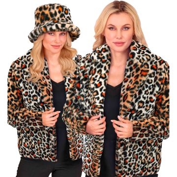 Leopardmuster Pelzjacke für Damen