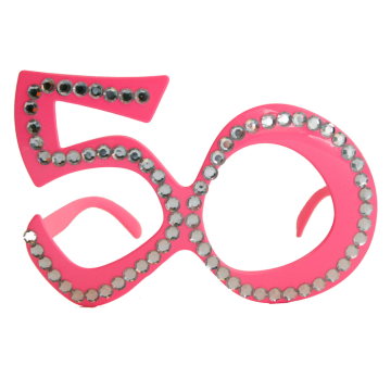50 Jahre Brille pink mit Diamanten - Einheitsgröße