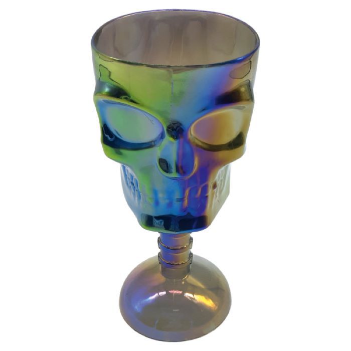 Mehrfarbiger Totenkopf-Pokal Plastikbecher - 18 cm