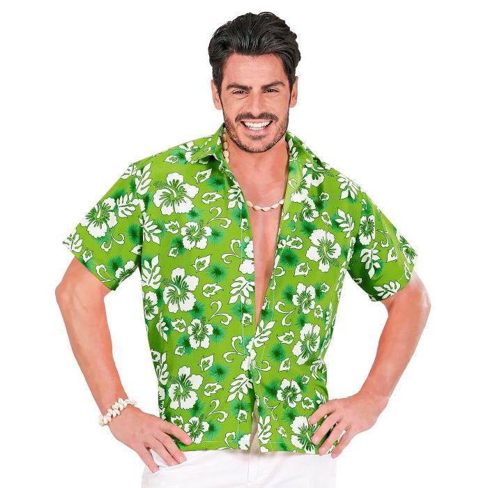 Grüne Hawaii-Hemd mit weißen Blumen