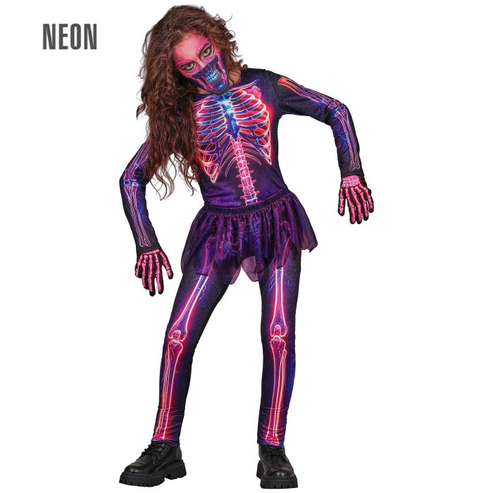 Neon-Skelettkostüm für Mädchen