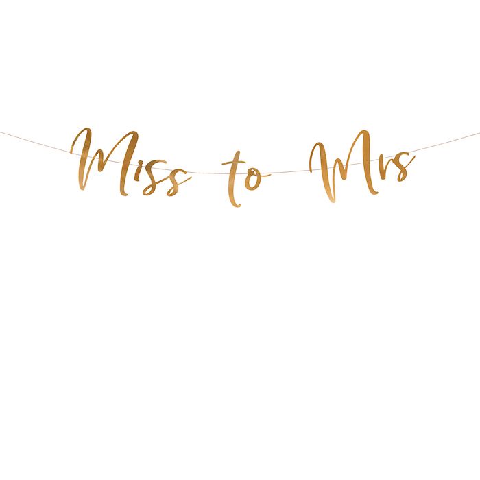 Guld Miss to Mrs Girlande - 18 x 76 cm