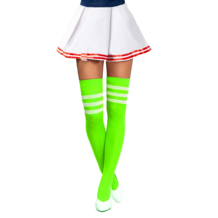Cheerleader Kniestrümpfe neon grün und weiß - Einheitsgröße