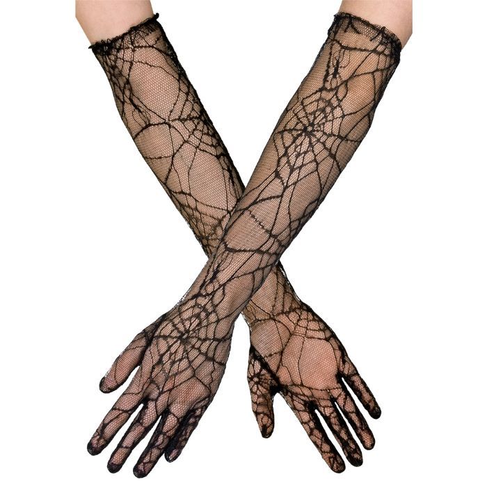 Schwarze Spinnennetz-Netzhandschuhe - Einheitsgröße