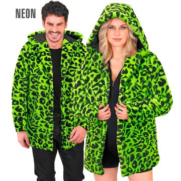 Neon grüne Leopardenjacke mit Kapuze für die Feier