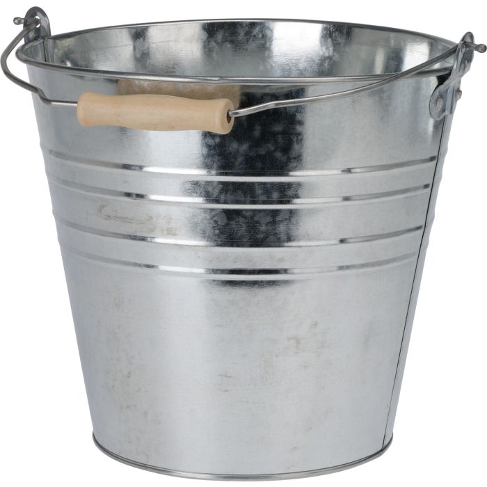 Eimer aus verzinktem Eisen mit Holzgriff 10 Liter