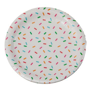Pappteller mit Konfettidesign 8x - 23 cm