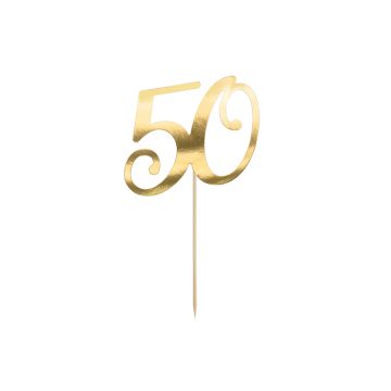 50 Jahre Kuchen-Dekoration in Gold - 20,5 cm