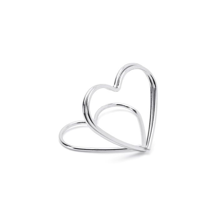 Silberne Herz-Tischkartenhalter 10 Stück - 2,5 cm