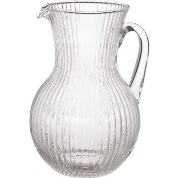 Glaskaraffe mit Henkel und gestreiftem Muster, 1500 ml