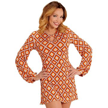 70er Disco Kostüm in Orange mit Karomuster