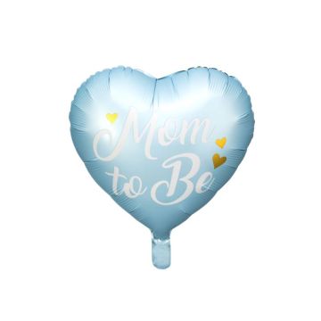 Hellblauer Babyshower-Herz-Folienballon mit weißem Schriftzug - 35 cm